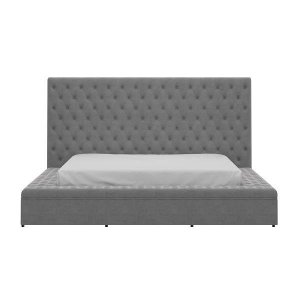 Adonis 78" King Platform Bed with Storage in Grey