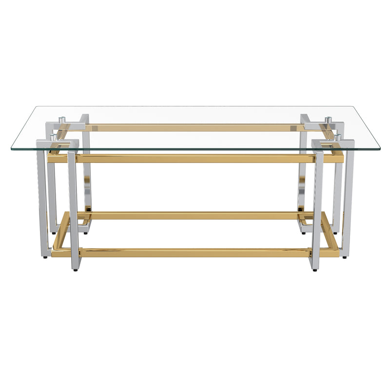Flora Rectangular Coffee Table in Silver and Gold
