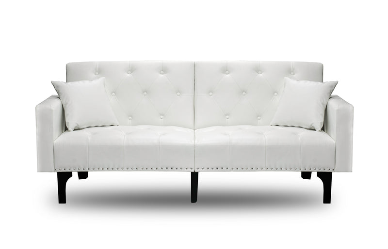 White or Burgundy Convertible Sofa Bed Split Back