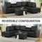 107 Black Reversible Sectional With Free Storage Ottoman