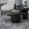 Mayal Small Black Mango Wood Coffee Table, Unique Freeform Design