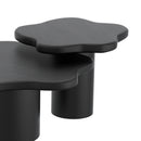 Mayal Small Black Mango Wood Coffee Table, Unique Freeform Design