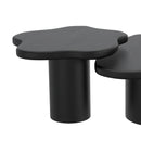 Mayal Small Black Mango Wood Coffee Table, Unique Freeform Design