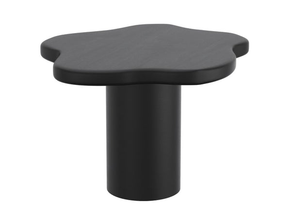 Mayal Small Black Mango Wood Coffee Table, Unique Freeform Design