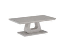Corvus Rectangular Coffee Table: Warm Grey, Tempered Glass, U-Shaped Pedestal Base