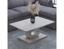Corvus Rectangular Coffee Table: Warm Grey, Tempered Glass, U-Shaped Pedestal Base