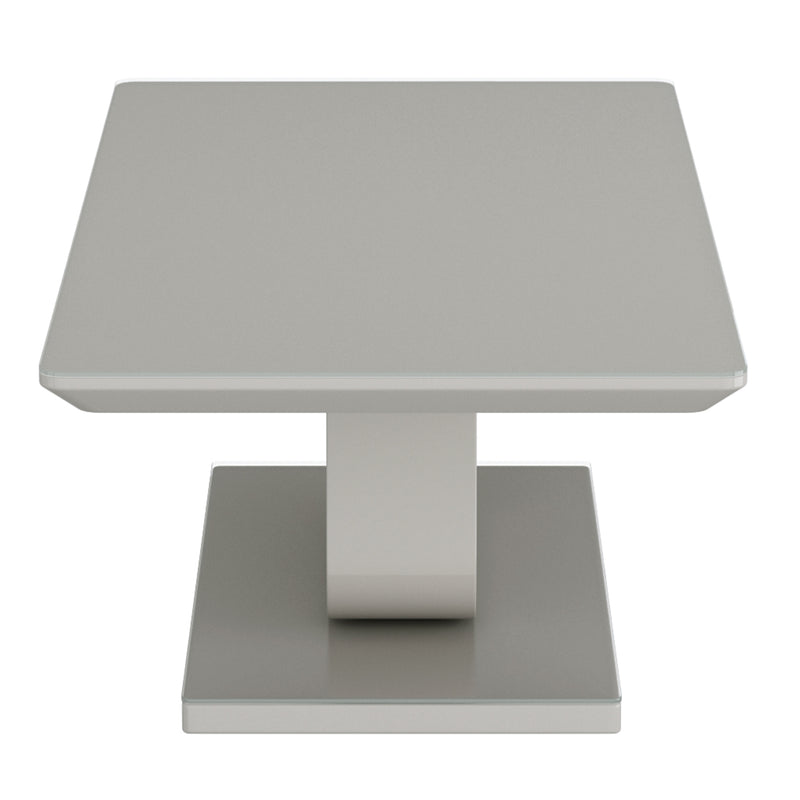 Corvus Rectangular Coffee Table: Warm Grey, Tempered Glass, U-Shaped Pedestal Base