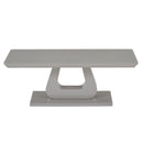 Corvus Rectangular Coffee Table: Warm Grey, Tempered Glass, U-Shaped Pedestal Base