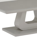 Corvus Rectangular Coffee Table: Warm Grey, Tempered Glass, U-Shaped Pedestal Base