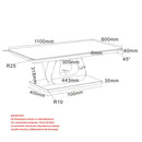 Corvus Rectangular Coffee Table: Warm Grey, Tempered Glass, U-Shaped Pedestal Base