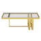 Paxton Rectangular Coffee Table: Contemporary, Brushed Gold, Tempered Glass Top