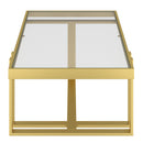 Paxton Rectangular Coffee Table: Contemporary, Brushed Gold, Tempered Glass Top