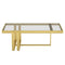 Paxton Rectangular Coffee Table: Contemporary, Brushed Gold, Tempered Glass Top