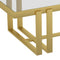 Paxton Rectangular Coffee Table: Contemporary, Brushed Gold, Tempered Glass Top