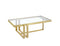 Paxton Rectangular Coffee Table: Contemporary, Brushed Gold, Tempered Glass Top