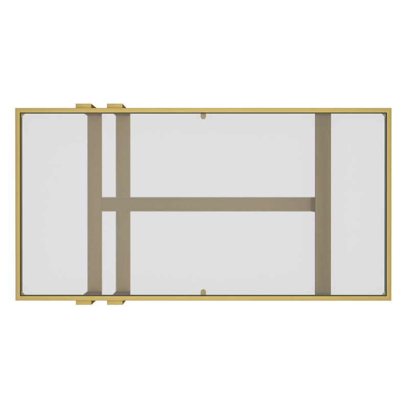 Paxton Rectangular Coffee Table: Contemporary, Brushed Gold, Tempered Glass Top