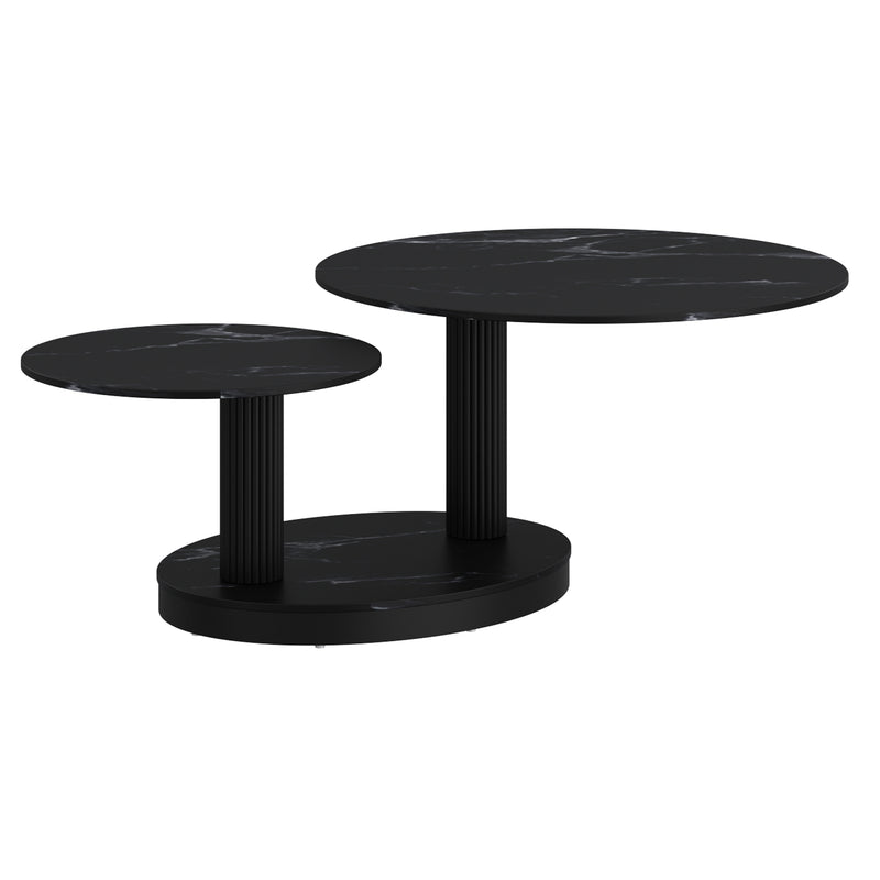 Elara Black Sintered Stone Coffee Table with Rotating Extendable Top