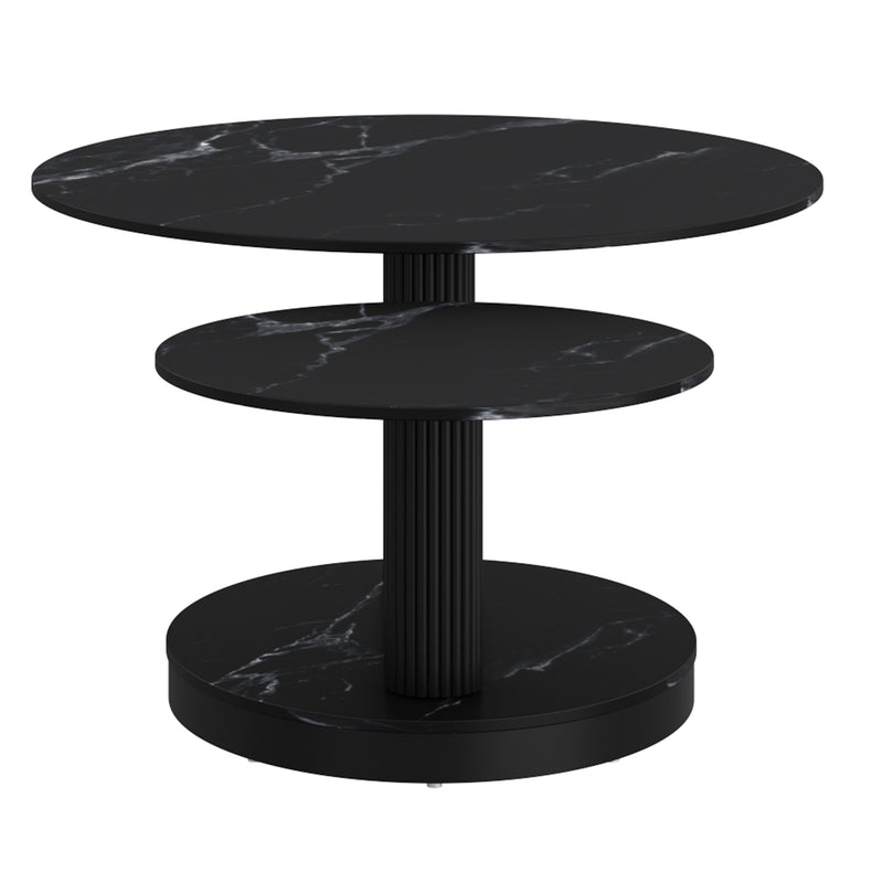 Elara Black Sintered Stone Coffee Table with Rotating Extendable Top