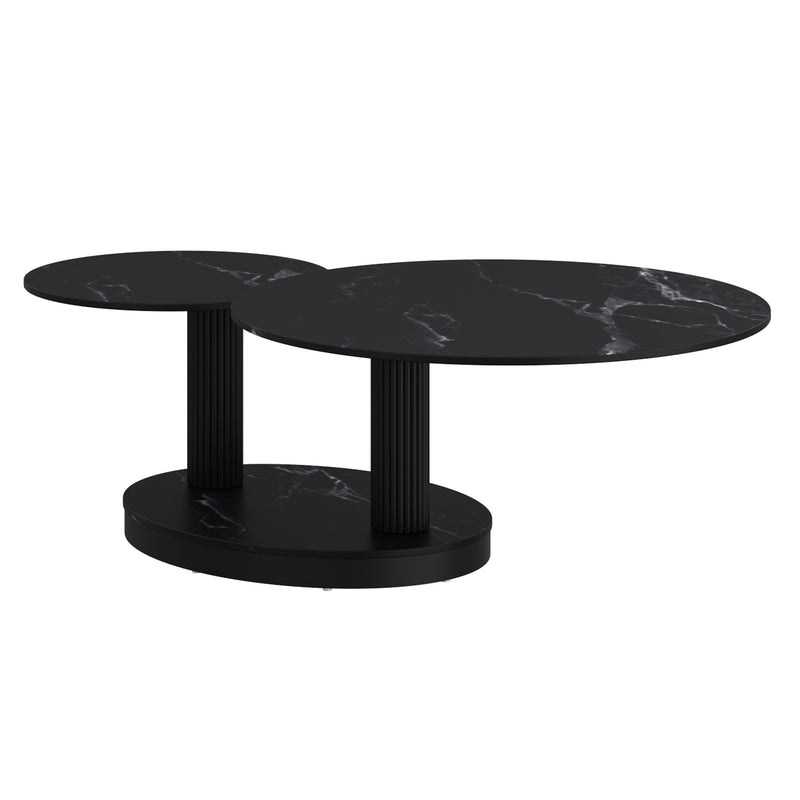 Elara Black Sintered Stone Coffee Table with Rotating Extendable Top