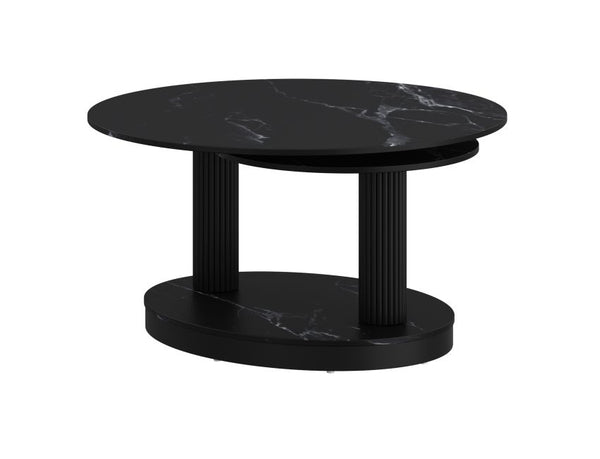 Elara Black Sintered Stone Coffee Table with Rotating Extendable Top
