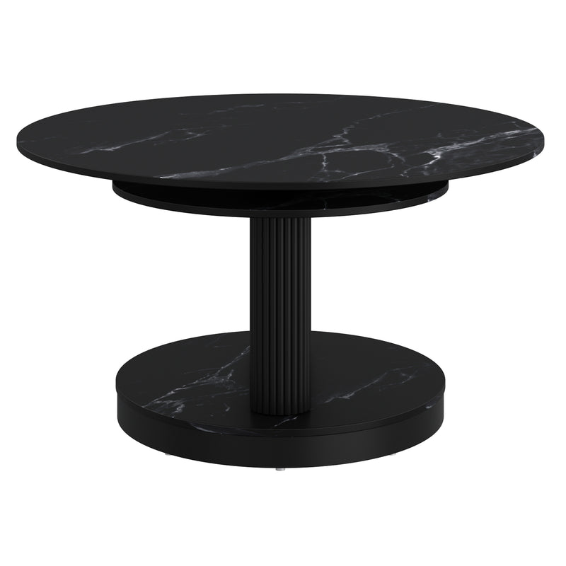 Elara Black Sintered Stone Coffee Table with Rotating Extendable Top