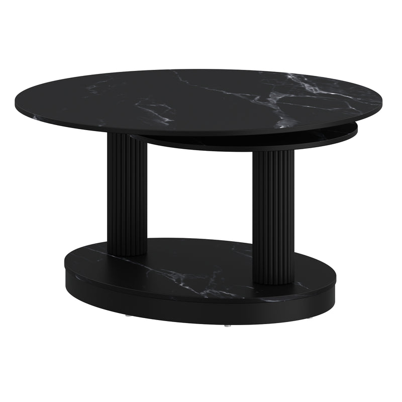 Elara Black Sintered Stone Coffee Table with Rotating Extendable Top