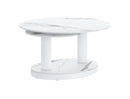 Elara Contemporary Expandable White Sintered Stone Coffee Table with Metal Base