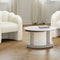 Elara Contemporary Expandable White Sintered Stone Coffee Table with Metal Base