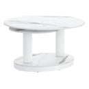 Elara Contemporary Expandable White Sintered Stone Coffee Table with Metal Base