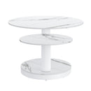 Elara Contemporary Expandable White Sintered Stone Coffee Table with Metal Base
