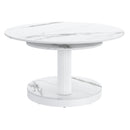 Elara Contemporary Expandable White Sintered Stone Coffee Table with Metal Base