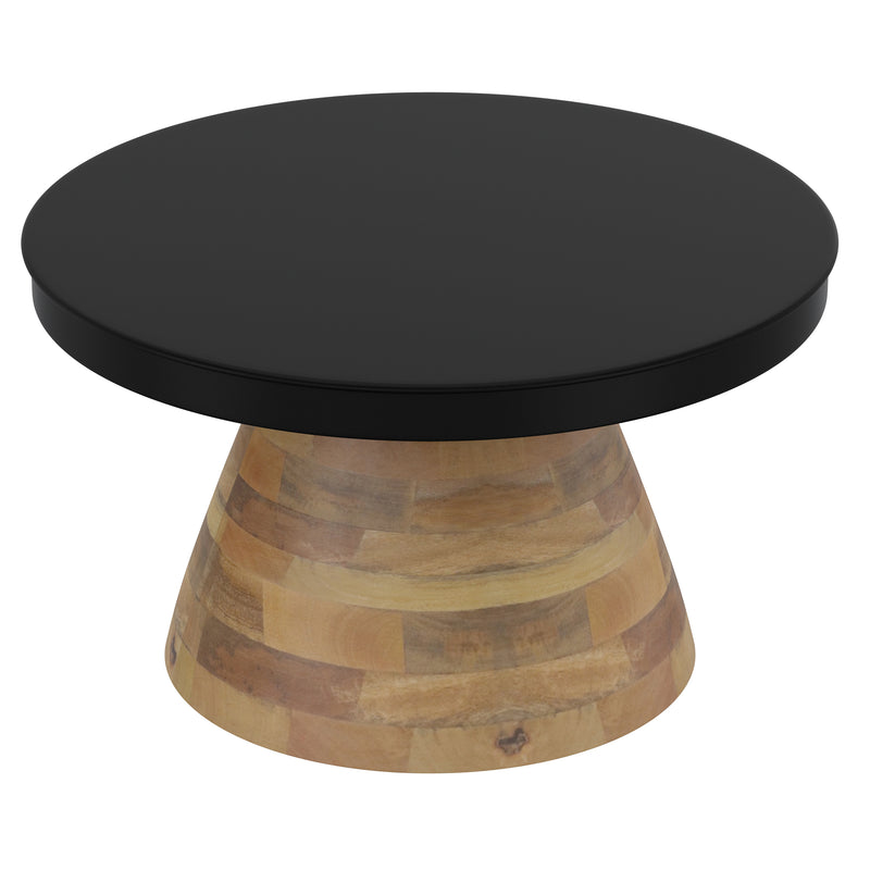 Boden Round Coffee Table in Black and Walnut - Mid-Century Modern Accent Table