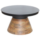 Boden Round Coffee Table in Black and Walnut - Mid-Century Modern Accent Table