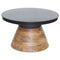 Boden Round Coffee Table in Black and Walnut - Mid-Century Modern Accent Table