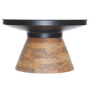 Boden Round Coffee Table in Black and Walnut - Mid-Century Modern Accent Table