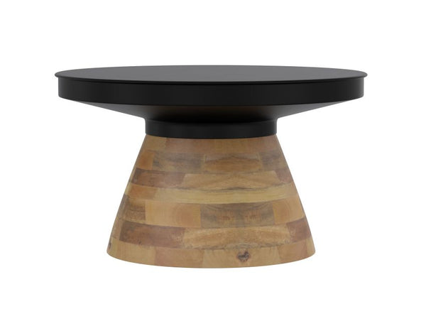 Boden Round Coffee Table in Black and Walnut - Mid-Century Modern Accent Table