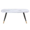 Emery Rectangular Coffee Table: White Faux Marble Top, Black & Gold Metal Legs