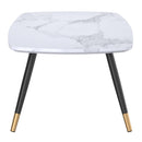 Emery Rectangular Coffee Table: White Faux Marble Top, Black & Gold Metal Legs