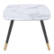 Emery Rectangular Coffee Table: White Faux Marble Top, Black & Gold Metal Legs