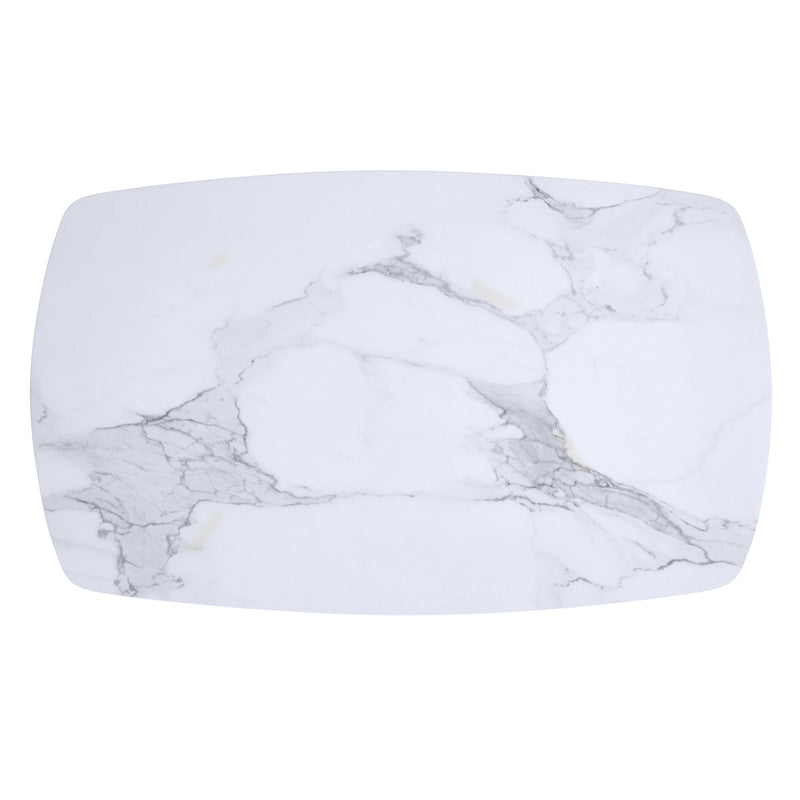 Emery Rectangular Coffee Table: White Faux Marble Top, Black & Gold Metal Legs