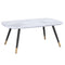 Emery Rectangular Coffee Table: White Faux Marble Top, Black & Gold Metal Legs