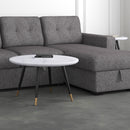 Emery Round White Faux Marble Coffee Table with Black Gold Legs