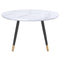 Emery Round White Faux Marble Coffee Table with Black Gold Legs