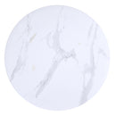 Emery Round White Faux Marble Coffee Table with Black Gold Legs