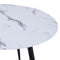 Emery Round White Faux Marble Coffee Table with Black Gold Legs