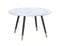 Emery Round White Faux Marble Coffee Table with Black Gold Legs