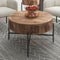 Blox Round Coffee Table: Industrial-Inspired Natural Mango Wood & Black Iron