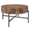 Blox Round Coffee Table: Industrial-Inspired Natural Mango Wood & Black Iron