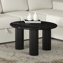 Jilsa Black Marble Top Coffee Table with Solid Mango Wood Base