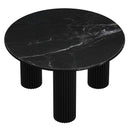 Jilsa Black Marble Top Coffee Table with Solid Mango Wood Base